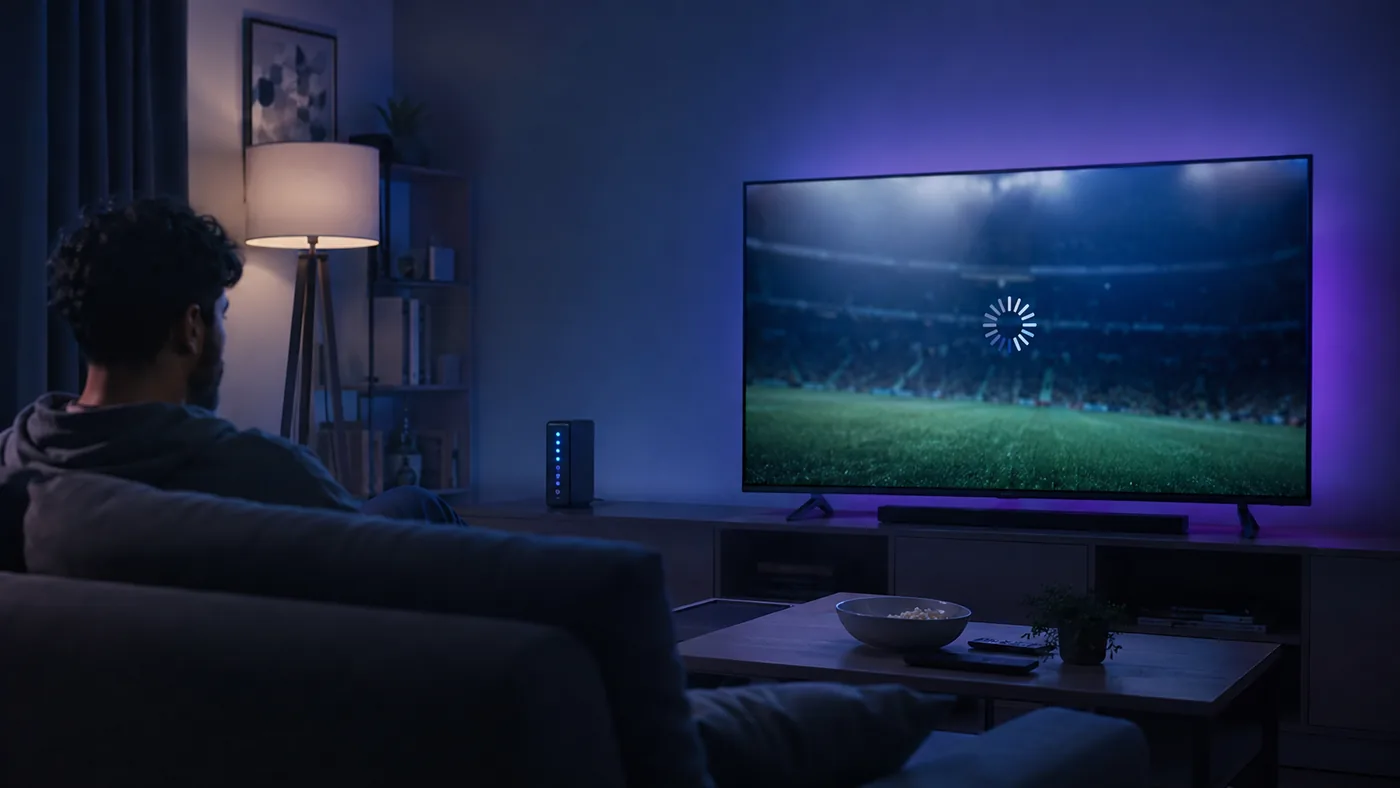 Viewer troubleshooting IPTV buffering despite a fast internet connection